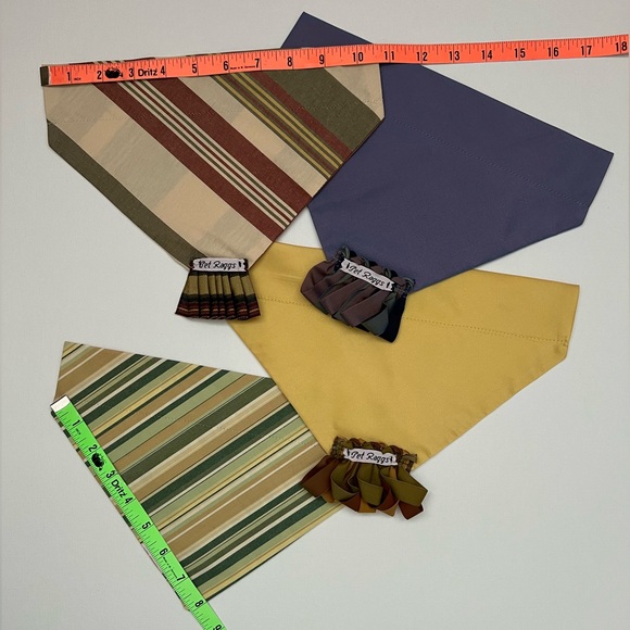 Set of 4 Designer Dog Bandana’s. Lined with 1 3/4” Casing for Collar. - Picture 2 of 3
